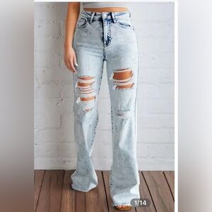 Flamingals Bleach Blue Jeans - XL 12/14